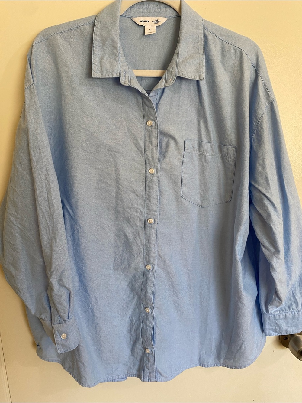 Old Navy The Boyfriend Classic Shirt Light Blue Button-Front Long Sleeve Large